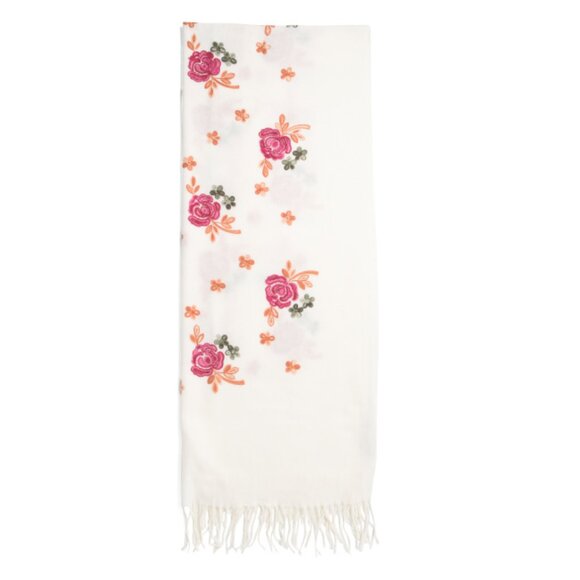 JESSICA MCCLINTOCK Ivory Embroidered Shawl With Fringe - Picture 2 of 2